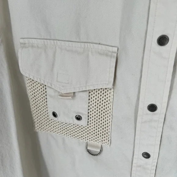 LAUREN Ralph Lauren Utility Shirt Women 2X Tan Cotton Twill Mesh Safari Pockets - Picture 5 of 15
